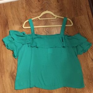 NWT - J. Crew Green Off Shoulder Blouse - Size 14